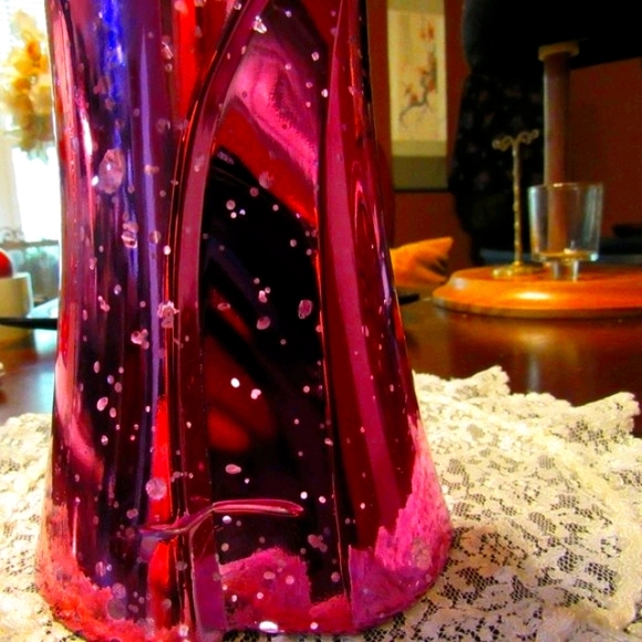 💗Sensational Vintage Art Deco Nouveau Style Tulip Pink & Silver Iridescent Vase - Picture 16 of 16